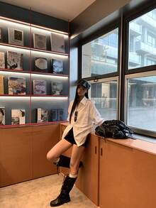 纯色腰部收褶/腰部褶裥女式衬衫，适合办公室、休闲、约会等场合，春夏皆宜 - 白色 - 查看 6