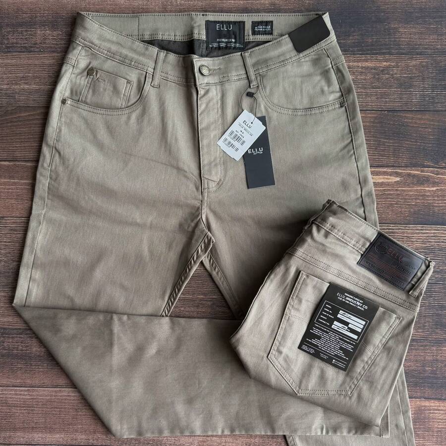 Men's Denim Jeans, EIIus, Khaki Brown - 摩卡棕 - 查看 1