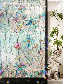 1roll Colorful Gem Lattice Pattern Decorative Window Privacy Film Rainbow Stained Glass Window Film Classroom Decor Renter Friendly Decor Window Privacy Film Rainbow Film Decorative Window Sticker, 3D Static Stained Glass Cling Tint For Home Heat Control Non-Adhesive - Multicolor - View 16