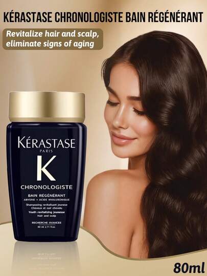  Kérastase Chronologiste Revitalizing Shampoo, 80ml, Promotes Hair Regeneration, Prevents Hair Loss, Nourishes And Repairs, Deep Cleansing, Increases Hair Density, Improves Scalp Health, Strengthens Hair Strands, Revitalizing Shampoo, Hair Care, Anti-Aging