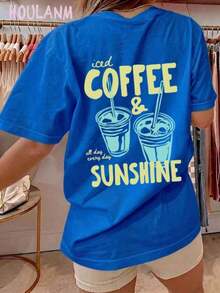 Tropicoqueta OutfitsFort Worth, Texas East. 1849 Cowboy Horse Desert Landscape Graphic T-Shirt - Casual Crew Neck Cotton Tees, Summer Breathable, Per - 藍色2 - 查看 3