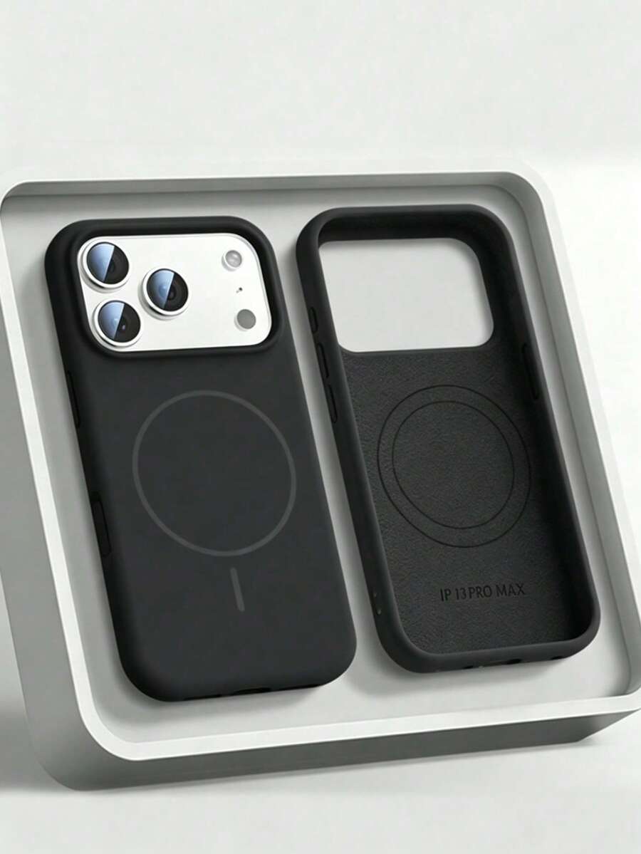 1 ốp lưng điện thoại từ tính cao cấp mỏng nhẹ, tương thích với iPhone 17 Pro Max, 17, 16, 15, 14, 13, 12, Pro Max Plus, hỗ trợ sạc không dây từ tính, bảo vệ chống sốc. - Vỏ đơn màu đen - Xem 1