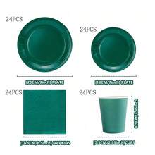 24 Pcs Dark Green Disposable Dinner Plates & Napkins, Party Supplies Suitable For Birthday, Wedding, Party, Family Picnic - Multicolor - View 11