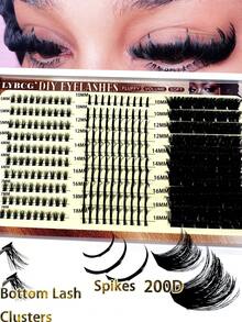 200D Extra Long Spiky Cluster Lower Eyelashes, 6-18mm Length, D+ Curl, 260pcs/Set, Fluffy Individual False Eyelashes, DIY Eyelash Extensions, Cartoon Style, Mink Fur Material, Suitable For Various Makeup Looks - D+ - 查看 8