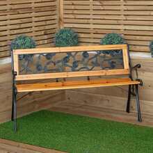 2 Seater Outdoor Wooden & Cast Iron Garden Bench With Rose Design - SA-bENCH5 - View 10