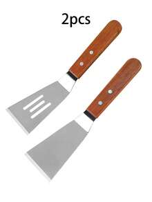 1/2 cái xẻng phẳng bằng thép không gỉ, xẻng nấu ăn cán gỗ, xẻng lật, xẻng làm tiramisu, xẻng làm bánh, xẻng chiên bít tết, xẻng nướng thịt trên vỉ nướng, xẻng làm pizza, xẻng xào và chiên trứng. - Nhiều màu - Xem 15