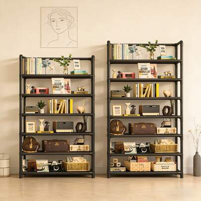 1pc Multi-Tier Freestanding Storage Rack, Easy To Assemble Storage Organizer Suitable For Rental House, Entryway, Hallway, Bedroom, Bathroom, Office, Living Room, Dorm, Compact Portable Shelving