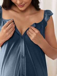 Mom Labor And Delivery Gown For Hospital, For Maternity - Navy Blue - View 5