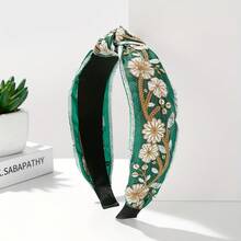 Adult Fabric Knotted Headband With  Embroidery And Wide Edges, 1 Piece - màu đen - Xem 3