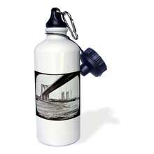 InchBrooklyn Bridge With Sailboat East River New York City Glass Slide Inch Sports Bottle, 21 Oz, White - White - View 2