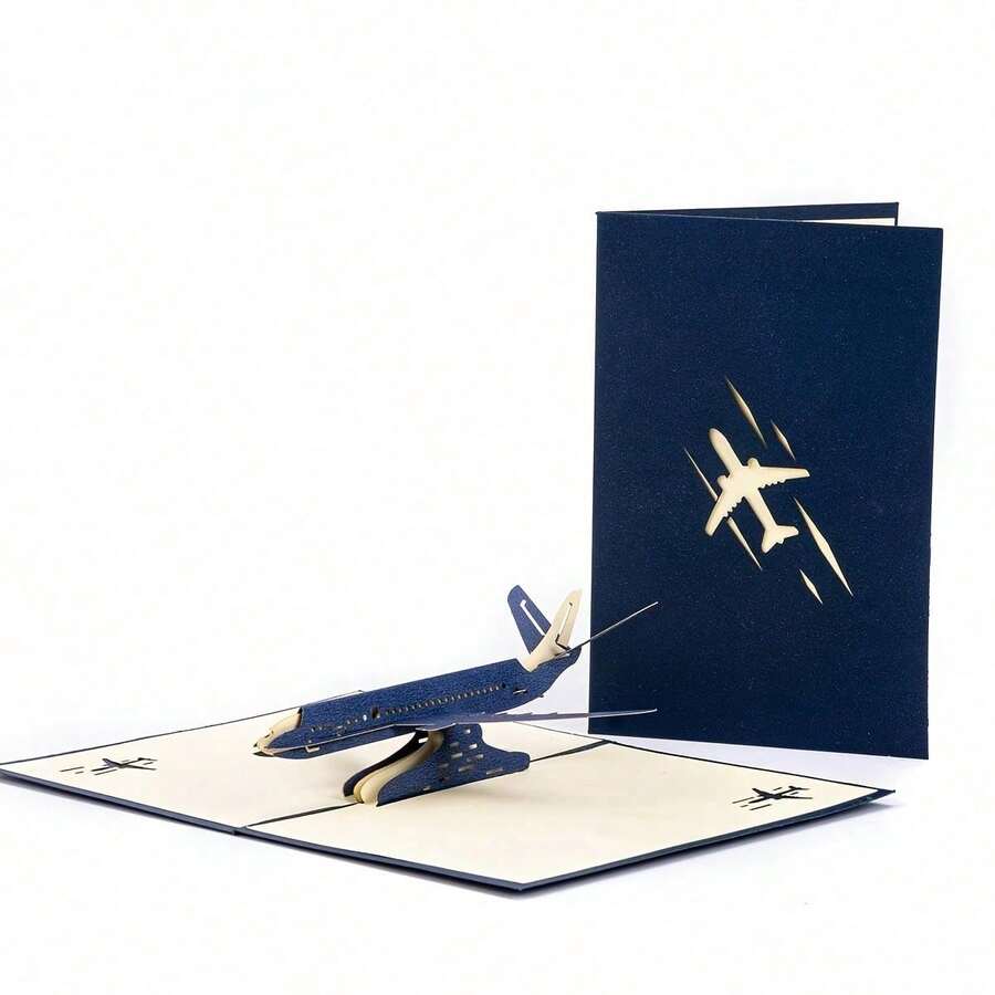 Thiệp chúc mừng 3D dạng pop-up (Máy bay màu đỏ/xám/xanh dương) - Phù hợp cho mọi dịp: Sinh nhật, kỷ niệm, tốt nghiệp, chúc mừng, Ngày của Cha, nghỉ hưu, phi công và người đi máy bay. - A - Xem 1