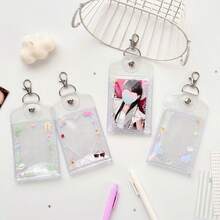Aesthetic Transparent Photocard Holder, PVC Photo Protector With Keychain, Portable 3-Inch Card Display Case For Bag - Color - View 4