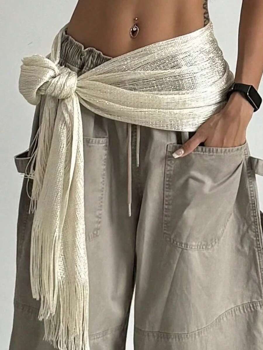 1 chiếc phụ kiện tự làm đa năng cho điệu nhảy Jazz, phong cách cô gái nóng bỏng, khăn bandana đeo hông, thắt lưng tua rua, rèm che mông, thích hợp cho khiêu vũ đường phố. - Nhiều màu - Xem 1
