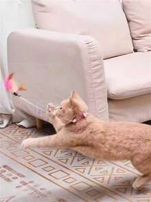 1件装互动式猫咪玩具项圈项链羽毛逗猫棒追逐跳跃训练玩具，适用于小猫小狗，可用于健身、体能锻炼、狩猎技巧，耐用可调节硅胶项圈，宠物玩耍 - 查看 5