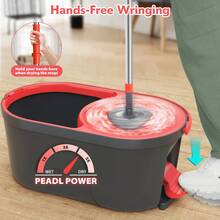 SUGARDAY Microfiber Spin Mop And Bucket System With Foot Pedal Wringing Set Floor Cleaning Heavy Duty Mop - 灰色的 - 查看 6