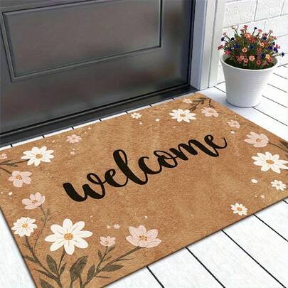 1pc Fresh Floral Welcome Doormat - Anti-Slip Dust-Removing Mat, Premium Home Welcome Mat, Soft And Comfortable, Washable And Easy To Clean, Suitable For Indoor/Outdoor Use, For Front Door, Entryway, Courtyard, Creates A Warm And Natural Atmosphere