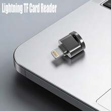 1 pieza Adaptador lector de tarjeta TF portátil, lector de tarjeta TF tipo Lightning plug and play, convertidor lector de tarjeta de almacenamiento compatible con iPhone 14/14 Pro Max/13/12/Pro/11/X/XR/Max/8, series, computadoras - Ver 1