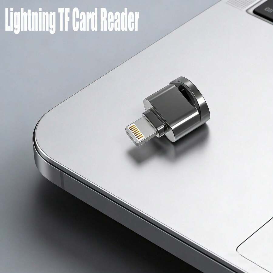 1 pieza Adaptador lector de tarjeta TF portátil, lector de tarjeta TF tipo Lightning plug and play, convertidor lector de tarjeta de almacenamiento compatible con iPhone 14/14 Pro Max/13/12/Pro/11/X/XR/Max/8, series, computadoras - Ver 1
