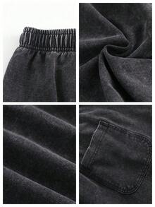 2PC Black And Pink Washed Pure Cotton Shorts Comfortable&Versatile Perfect For Daily Outfits Outdoor Activities Beach Fitness And Travel Resistant To Dirt Easy To Clean Easy To Put On And Take Off Fashionable Versatile Ideal Gift For Relatives And Friends High End Texture - 彩色 - 查看 5