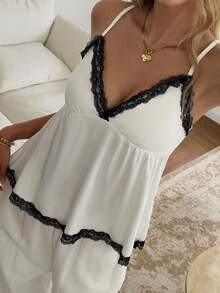 Áo camisole nữ màu trắng kiểu Y2K mùa hè tươi tắn, phối ren, một chiếc áo đa năng cho phong cách đường phố, đi làm hàng ngày và mặc ở nhà thoải mái. - trắng - Xem 8