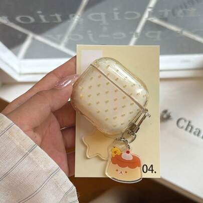 Ốp tai nghe hình ngôi sao màu vàng trong suốt dễ thương với họa tiết bánh pudding, phù hợp với Pro 3, New Pro 2, vỏ bảo vệ đáng yêu cho Pro, thiết kế tối giản cho 3/1/2, thời trang dành cho các bạn nữ.