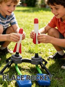 Dual Foot Rocket Launcher Toy, Children's Stomp Rocket Launcher Toy Set, Includes 2 Rocket Bodies, Features Dual Play Modes, Soft Head End, Won't Cause Harm, Can Launch Up To 40 Meters High, Parent-Child Interactive Outdoor Game Toy, Perfect For Backyard Lawn, Park, Beach, Camping And Family Gathering Occasions, Suitable For Indoor And Outdoor Play, Ideal Birthday Gift Choice For 3-12 Year Old Boys/Girls, Christmas Gift, Halloween Gift - Multicolor - View 4
