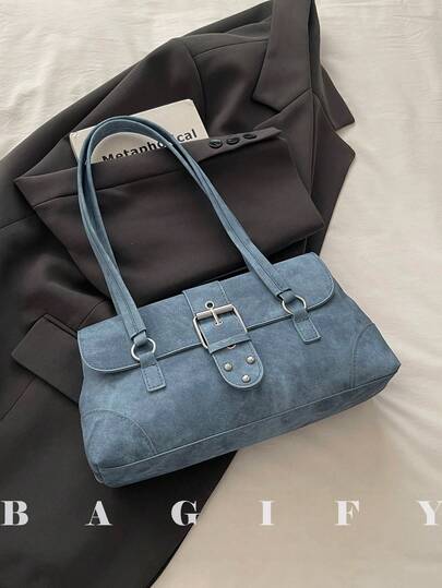 Nuevo bolso de mano con solapa y decoración de remaches, adecuado para fiestas, salidas, vacaciones, compras y uso diario, puede almacenar monedas, teléfonos, también adecuado como bolso de trabajo para oficinistas, estudiantes universitarios y trabajadores de oficina, elegante bolso de señora