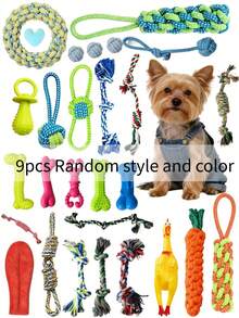 9 Stück zufälliger Stil & Farbe Hundekau-Spielzeug, für Welpen Zahnen, Unterhaltung und Interaktion - geeignet für kleine Hunde, inklusive verknotete Bälle - perfektes Geschenk - Verschiedenfarbig - Übersicht 6