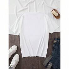 Camiseta de Mujer con Estampado de Hibisco Tropical y Estrella de Mar - Estilo Hawaiano de Playa, Manga Corta, Cuello Redondo Transpirable, Corte Relajado, Diseño Suave Rosa y Turquesa de Hibisco y Estrella de Mar, Conjuntos de Primavera/Otoño - Blanco - Ver 3