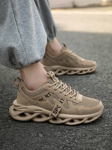 Men's Breathable Soft-Sole Shock-Absorbing Comfortable Wear-Resistant Mesh Patchwork Casual Sneakers/Fashion Outdoor Running Shoes - Apricot - View 7