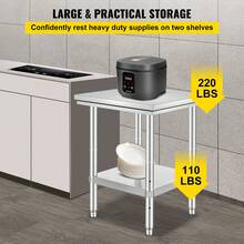 VEVOR Stainless Steel Prep Table, 24 X 24 X 31 Inch, 700 Lbs Load Capacity, Heavy Duty Metal Worktable With 3 Adjustable Height Levels, Commercial Workstation For Kitchen Garage Restaurant Backyard - 24 X 24 X 31 Inch, 700 Lbs - View 4