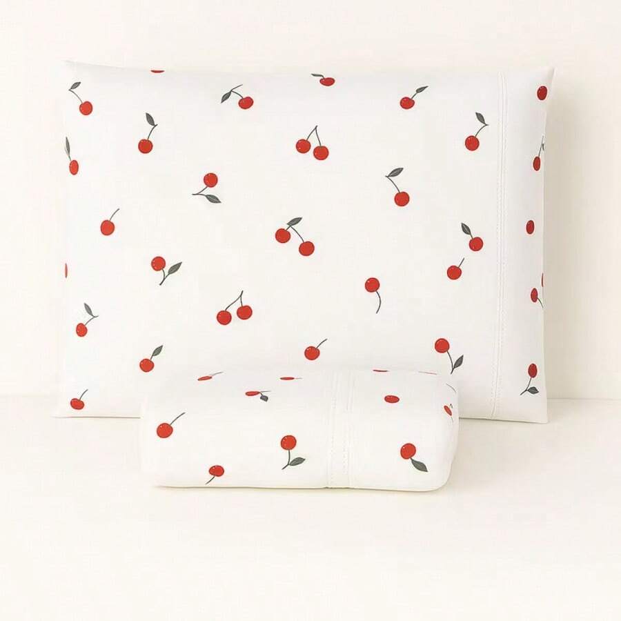 Printed Sheet Set For Single, Double, Queen, And King Sizes In 180 Thread Count Percale Cotton - Anh đào - Xem 1