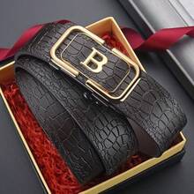 Thắt lưng khóa tự động bằng hợp kim kẽm, thiết kế cá nhân hóa, dành cho nam giới công sở, kiểu dáng tối giản và đa năng. - nhiều màu - Xem 12