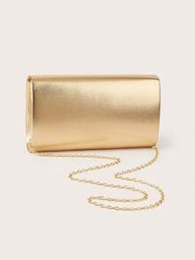 REMANLAND Fashionable Champagne Color Women's Evening Bag, Exquisite Flap PVC Party Clutch, Metal Chain Crossbody Shoulder Bag, Suitable For Party Girls, Women, Perfect For Parties, Weddings, Balls, Evening Events, Best Gift For Women - Champagne - View 6