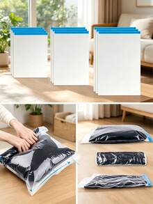 6pcs Roll-Up Travel Vacuum Storage Bags, Lightweight Reusable Space-Saving, Clothing Storage Bags, Suitable For Suitcases Travel Bags Organization, Cruise Trips Home Closet Dual Use, Travel And Home Essential - Clear - View 3