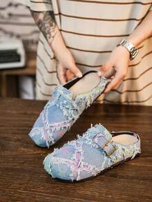 GAISIMA Men's Summer Increased Height Mule Slippers, Slip-On Slouchy Shoes, Thick Sole Office Sandals, Couples - Blue - View 4
