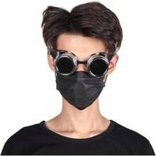 Goggles Steampunk Vintage Victoriano, Gafas Cosplay Goth Rústicas para Mujer - plata vintage - Ver 1