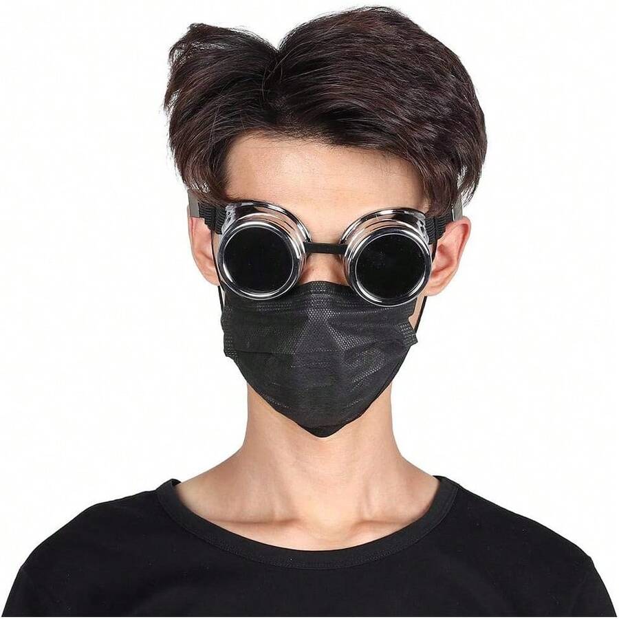 Goggles Steampunk Vintage Victoriano, Gafas Cosplay Goth Rústicas para Mujer - plata vintage - Ver 1