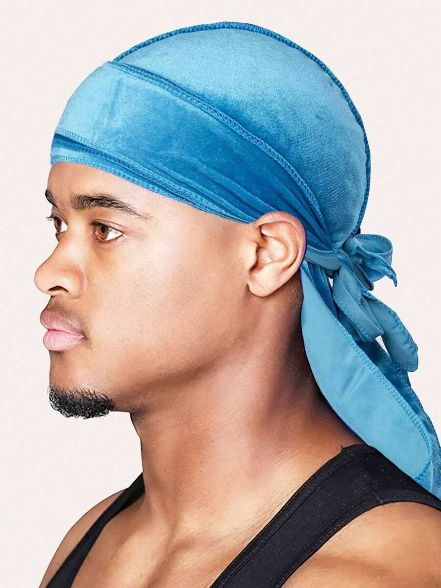 Awegeo 1pc Men's Solid Color Thermal Long Tail Durag, Warm Thermal Pirate Hat For Outdoor Sports And Daily Wear, Beach, Holiday
