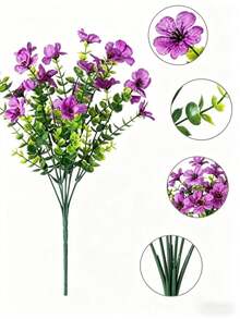 1 ramo de 33.5 pulgadas/85 cm de flores artificiales de violeta de seda colgantes - Violeta real simulada realista, orquídea púrpura falsa, adecuada para bodas, hogar, jardín, decoración interior/exterior (pétalos, plantas colgantes en maceta), decoración de fiestas, habitación, hogar, pared, baño, dormitorio, decoración de habitación, accesorios de mesa - Morado - Ver 8