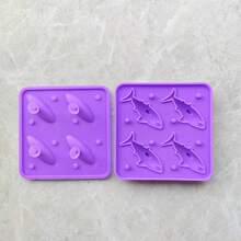 Shark-Shaped Design With 1 Non-Stick Tray With 4 Compartments, Reusable, Stackable, Soft & Detachable, Suitable For Freezing, Whiskey, Cocktails, Desserts, Party Supplies, A Unique Shark-Themed Creative Gift - Multicolor - View 10
