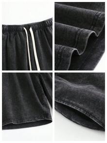 2PC Black And Pink Washed Pure Cotton Shorts Comfortable&Versatile Perfect For Daily Outfits Outdoor Activities Beach Fitness And Travel Resistant To Dirt Easy To Clean Easy To Put On And Take Off Fashionable Versatile Ideal Gift For Relatives And Friends High End Texture - 彩色 - 查看 4