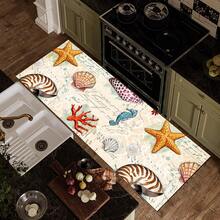 1pc Colorful Shell Pattern Printed Rug Series, Long Doormat, Indoor Entrance Mat, Bedroom Bedside Mat, Kitchen Mat, Suitable For Living Room, Laundry Room, Bathroom - Multicolor - View 3