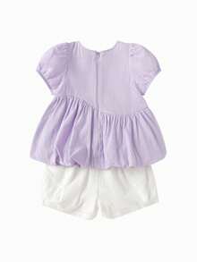 Balabala 2026 New Girls Pumpkin Style Set, Summer Soft Casual Cute Comfortable Daily Wear - Purple - View 4