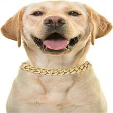Luxury Pet Necklace, Made Of Zinc Alloy Cuban Chain, Inlaid With Sparkling Cubic Zirconia, Suitable For Daily Wear And Occasions, An Excellent Birthday Gift For Pets - Gold - View 8