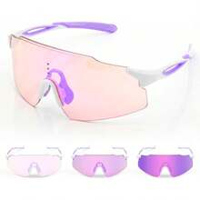 Gafas de Montar polarizadas sin marco, Gafas de sol deportivas fotocrómicas para hombres y mujeres, Lentes de protección UV400 para conducir bicicletas de pesca - C2 Negro brillante - Ver 11