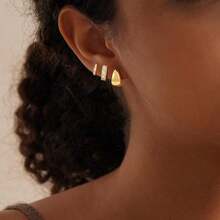 Gold Hoop Earrings Set Women , 14K Gold Plated Lightweight Small Gold/Silver Hoop Earrings Women Chunky Open Hoops Earrings Jewelry Gifts - 3 對 A- - 查看 4