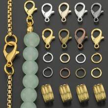 351 قطعة/علبة مجموعة صنع المجوهرات DIY، تشمل 50 قفل سحاب، 300 حلقة قفز، 1 قياس خاتم، مناسبة للخرز، تشطيب قلادة الخرزة، وصلات سوار وقلادة، مجوهرات يدوية، خرز فاصل، حلقات قفز مفتوحة 5 مم، حلقات منفردة مستديرة، حلقات مفتوحة للأقراط، حلقات مغلقة لسير الهاتف والمفاتيح، لوازم صنع المجوهرات - مجموعة ملحقات (351 قطعة) / علبة - مشاهدة 4