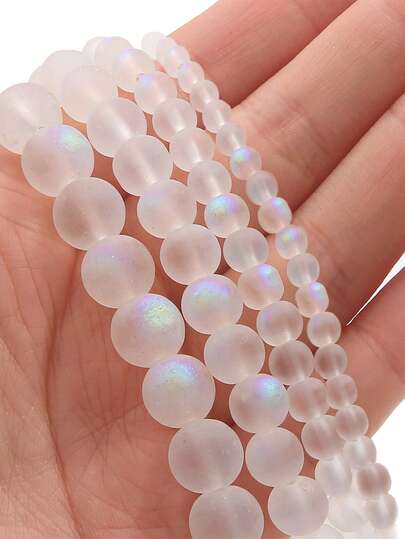 30/50/100 piezas Cuentas de vidrio esmerilado mate transparente de 4/6/8 mm Cuentas espaciadoras redondas Suministros duraderos y suaves para manualidades de joyería DIY para pulseras, collares y decoración