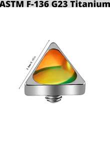 1 chiếc khuyên xỏ da bằng titan 14G gồm đầu và đế, ren trong, hình giọt nước/vuông/tam giác, đính đá opal lấp lánh, dùng cho thợ lặn. - Màu titan nguyên bản - Xem 33